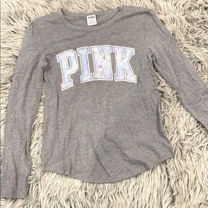 grey long sleeve shirt from pink